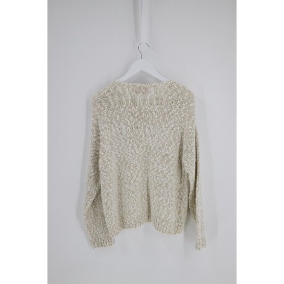 Vintage Penbrooke Lane Beige Floral Long Sleeve Beaded Pearl Accent Sweater L - Picture 3 of 7